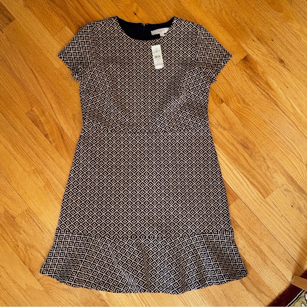 LOFT - Black and White Geometric Dress